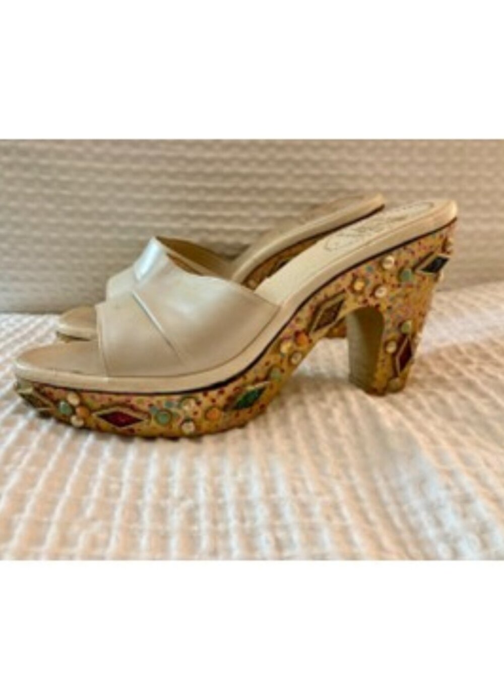 Vintage 70s De'Hafre of Miami Jeweled Platforms Handmade - Size 6M